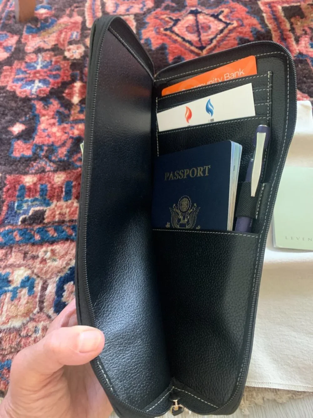 Levenger Leather Passport/Ticket Holder—Black
